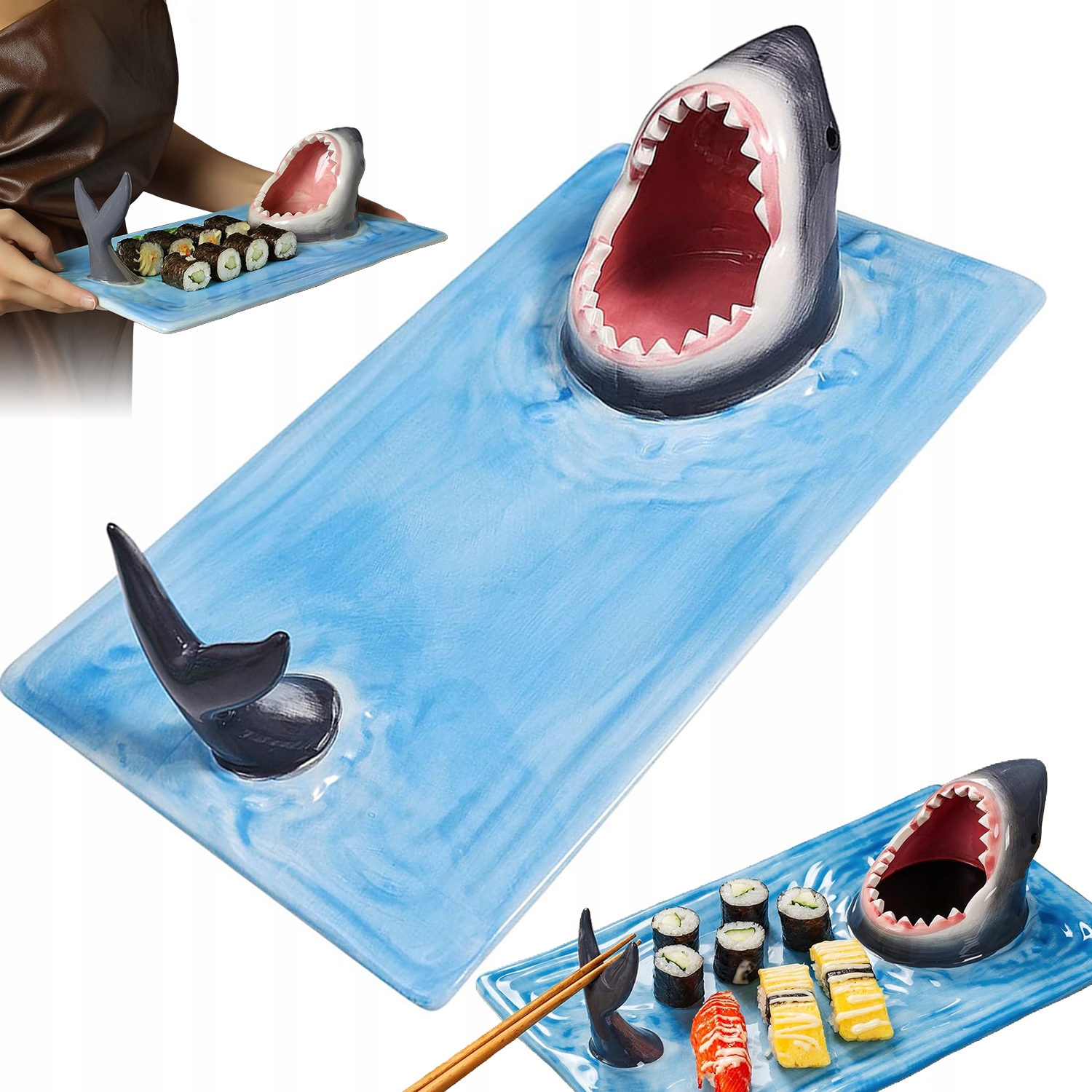 Keramický Žraločí Talíř Na Sushi, Chytrý A Odolný Design, Vysoká Kvalita