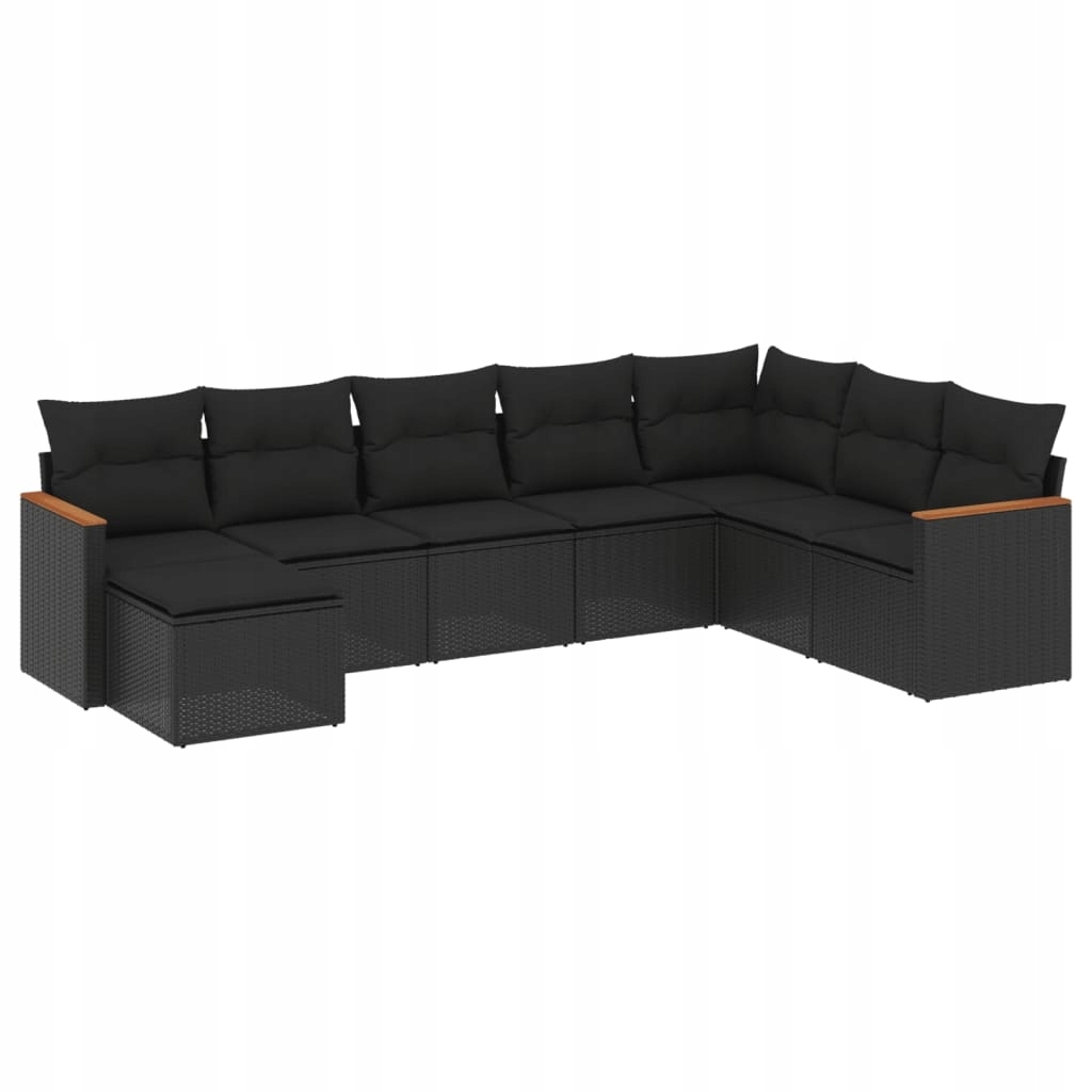Set zahradního nábytku technorattan VidaXL černý 8 dílů