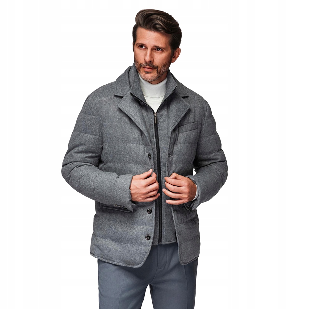 Pánská bunda ve střihu saka s podšívkou šedá Ombre V1 OM-JALP-0170 XL