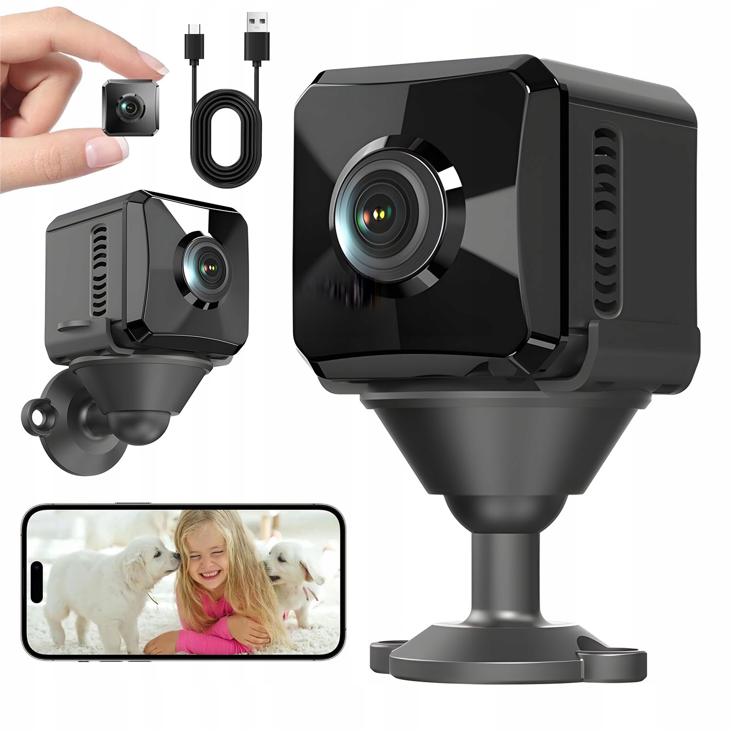 Mini Kamera Monitorująca 1080P 180° Wi-fi 1000 Mah 2,4 Ghz Detekcja Ruchu