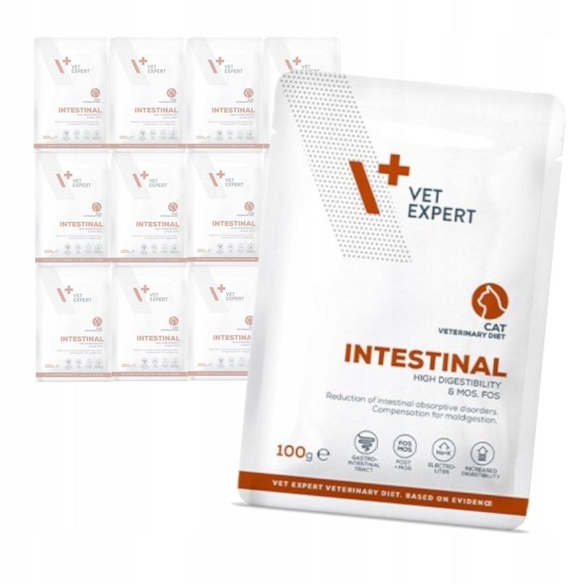 Levně Vet Expert Intestinal Krmivo pro kočky Pro Kočky Kuřecí hovězí maso 12x100 g