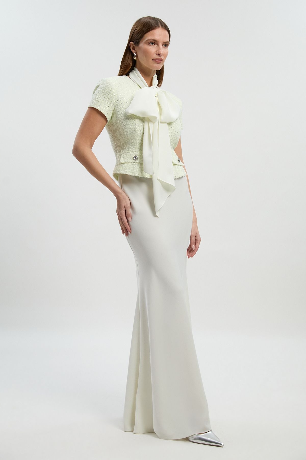 Zelené Saténové Šaty S Dlouhým Šátkem Maxi Karen Millen L