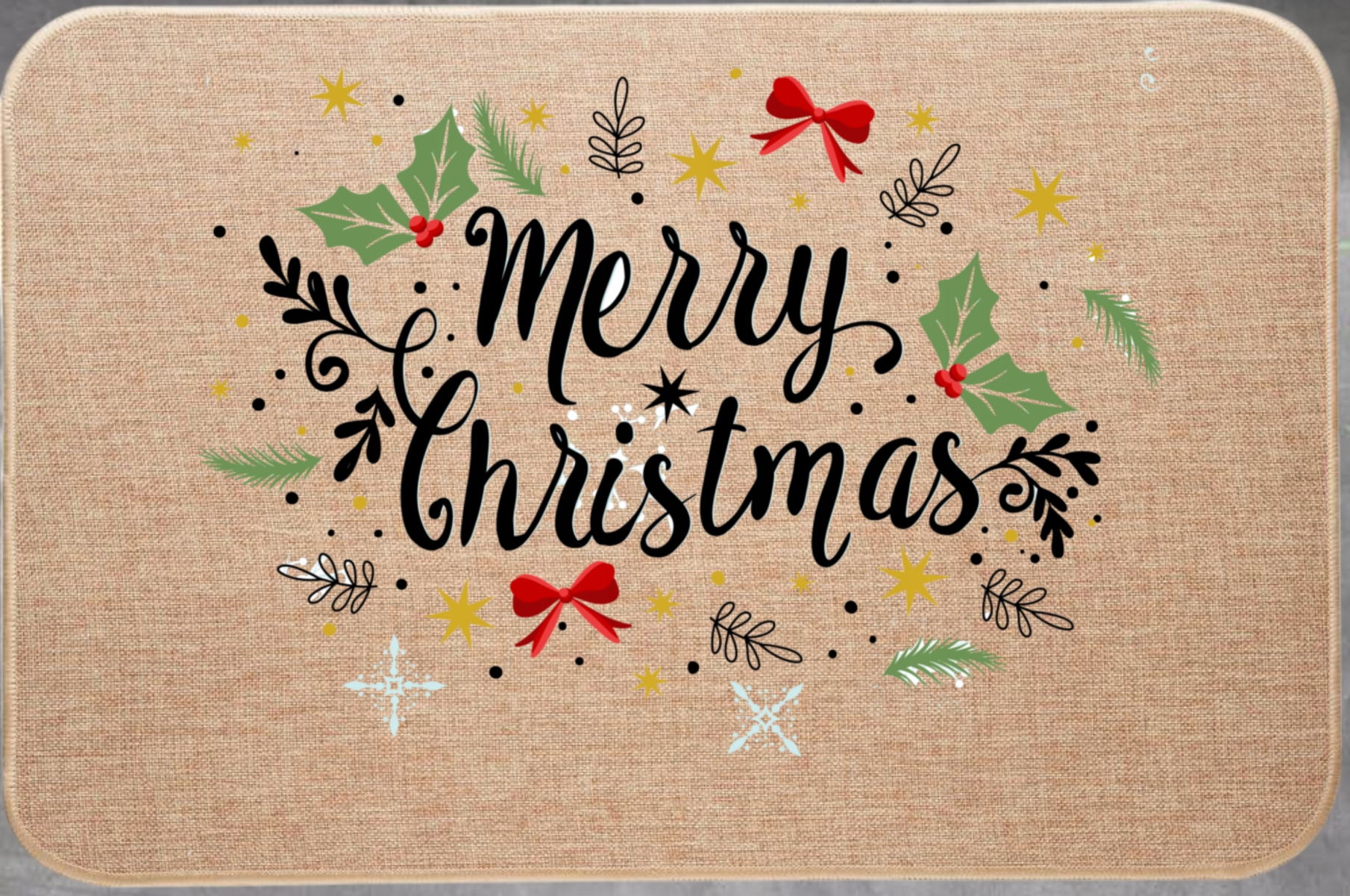 Vánoční lněná rohožka Merry Christmas Barevné Dárek Vánoce
