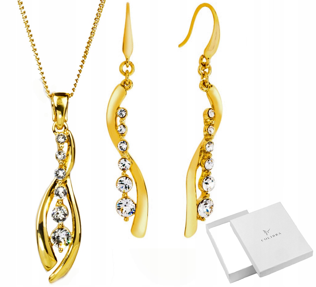 Komplet Šperků Zlatá Vlna Krystaly Swarovski