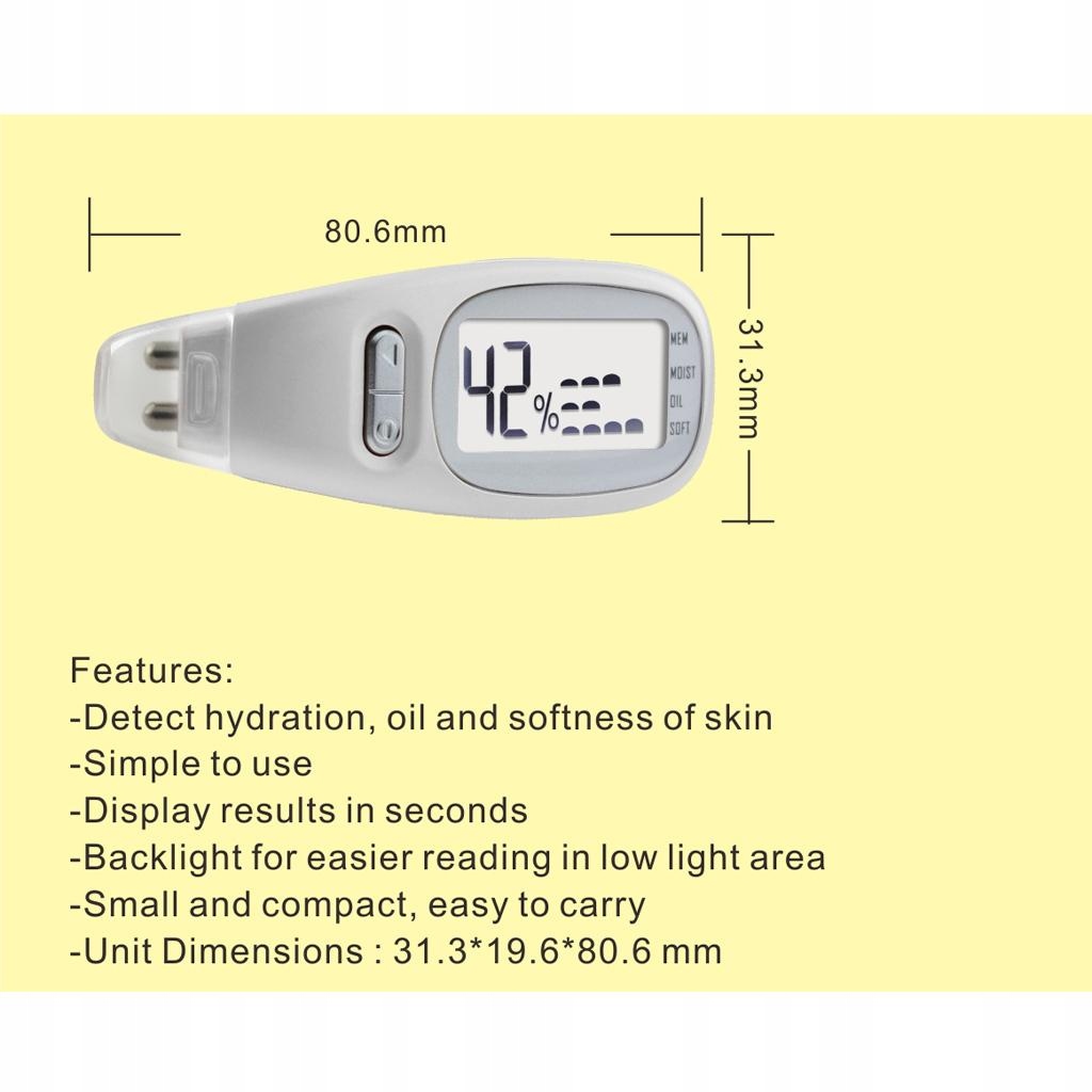 Cyfrowy tester wilgotności skóry, biały Marka bez marki