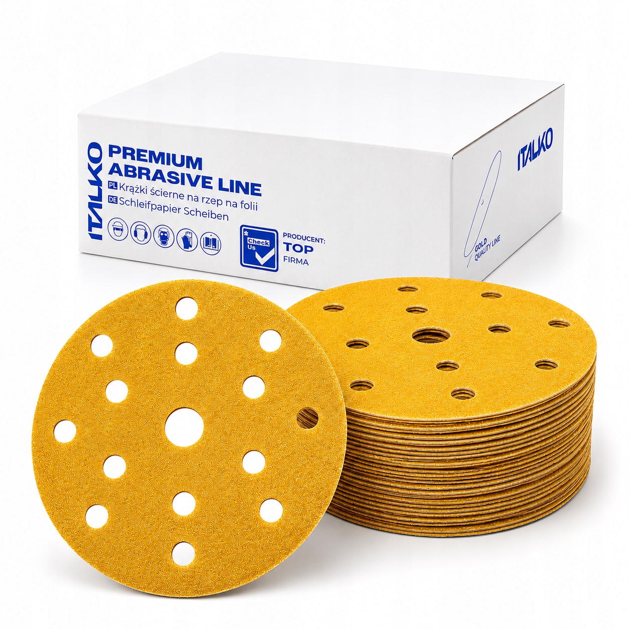 Papier ścierny krążek na rzep Italko 150mm 15 otworów P220 50 szt. Zestaw