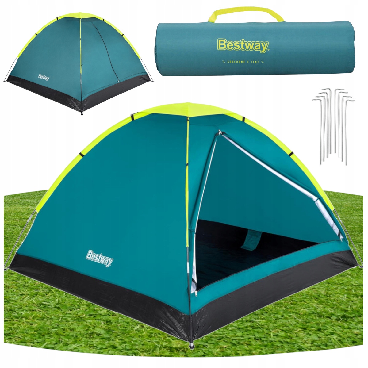 Stan dvoumístný třímístný turistický stan Bestway 210x210 taška