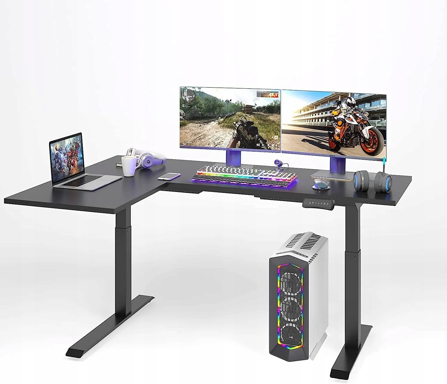 Stelaż Biurka Gamingowego Flexispot E1LB L 180X120 2 Silniki Czarny