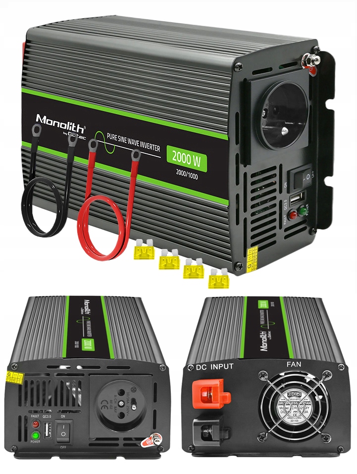 Przetwornica Napięcia Tir Pełny Czysty Sinus Qoltec 24V 1000W 2000W Usb