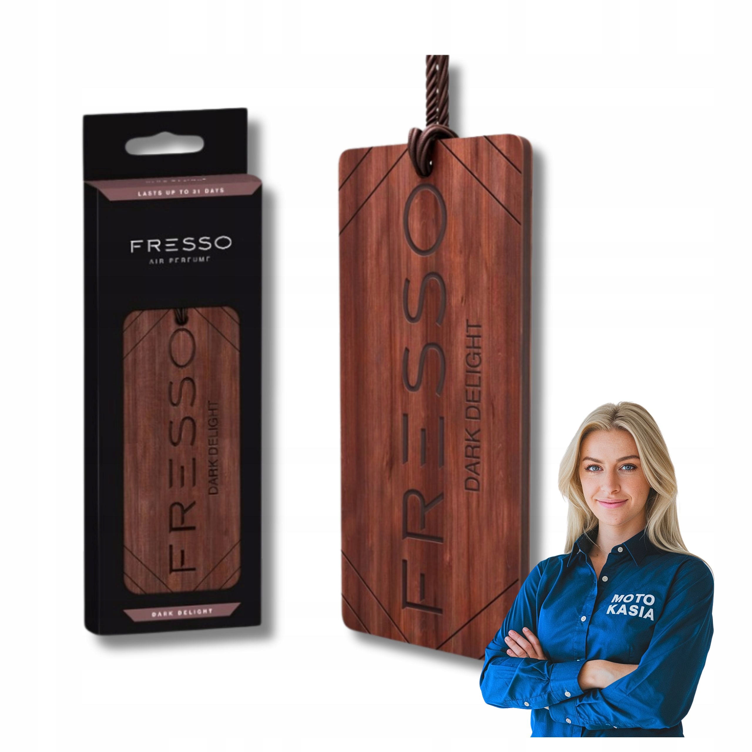 Fresso drewniana zawieszka zapachowa do samochodu auta trwała dark delight