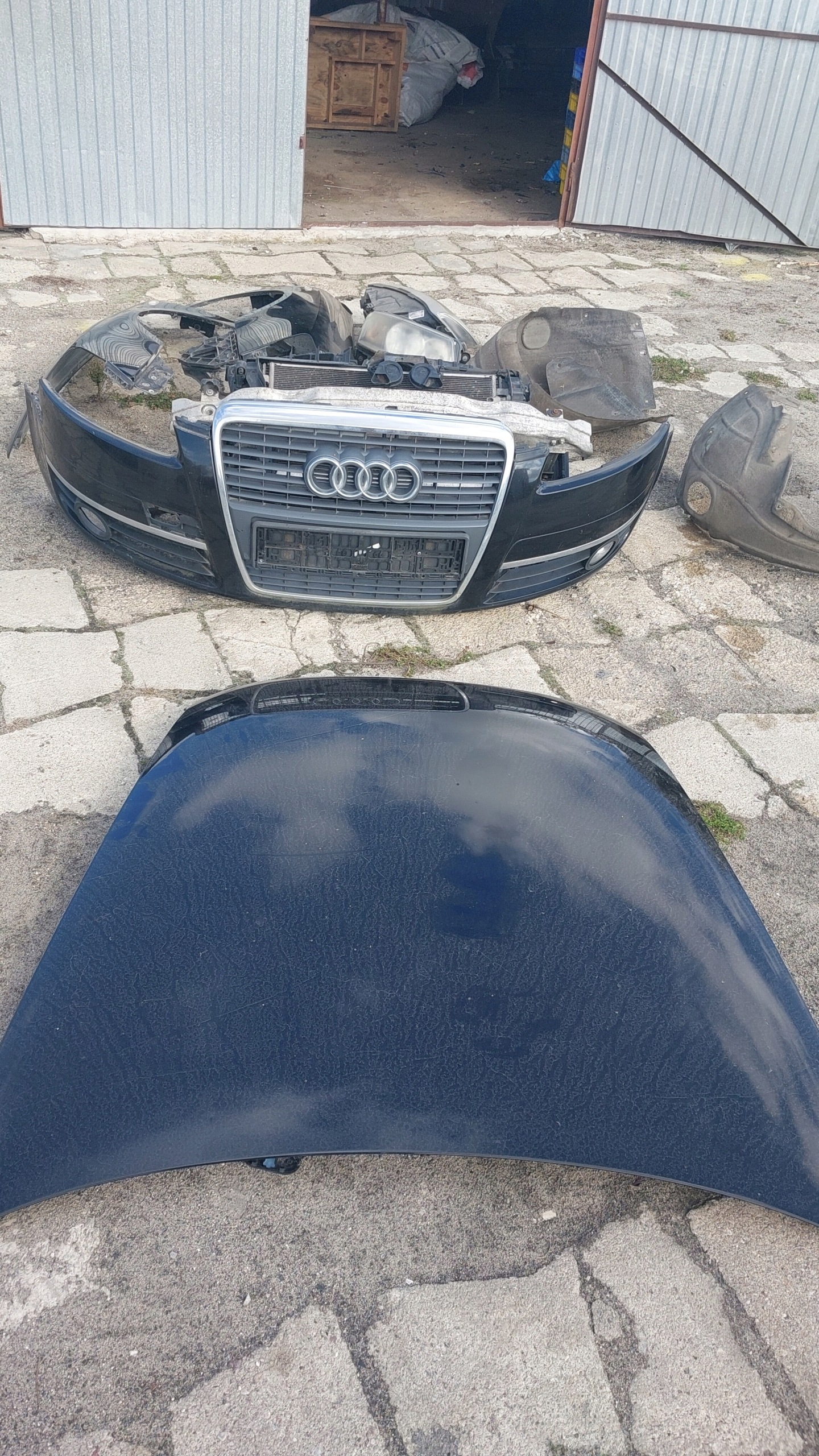 complete front AUDI A6 C6 LY9B bonnet bumper fenders lights support panel for radiators