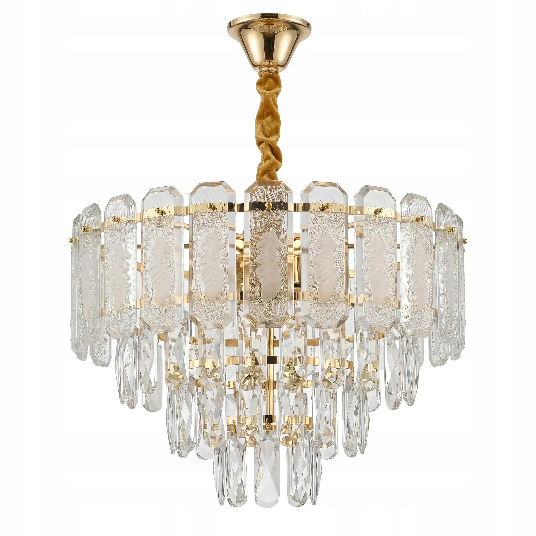 Závěsná lampa Zlatá Křišťálová Mražené Sklo 5x E14 Variabilní barva Toolight