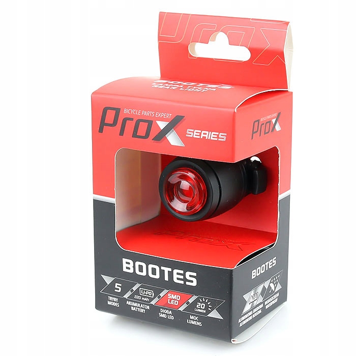 Lampa rowerowa tylna ProX BOOTES SMD 20Lm 220mAh USB-C Model Bootes