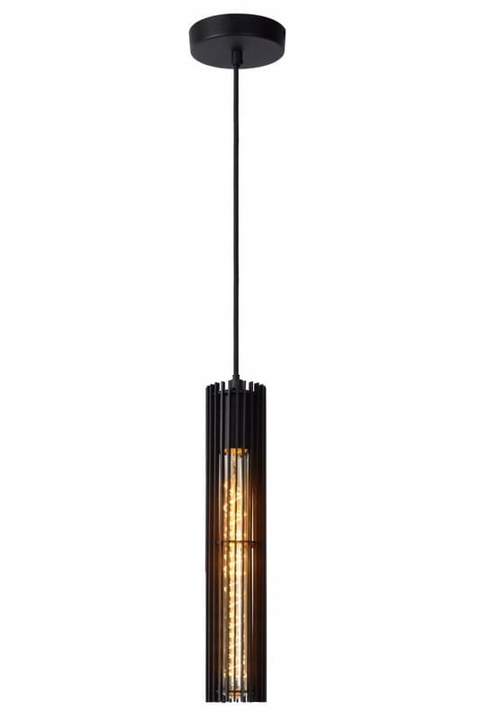 Závěsná lampa loftová černá nad stůl ostrov barová deska kovová Lucide