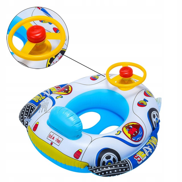 Ponton Samochód do Pływania z Kierownicą + Klakson Model koło dmuchane