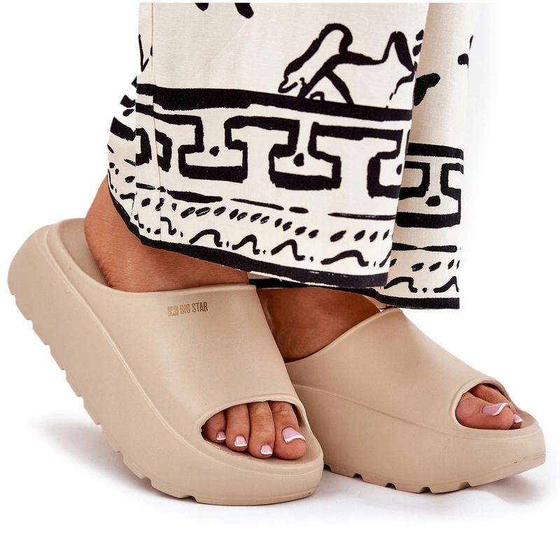 Klapki Damskie Lekkie Piankowe Na Platformie Big Star RR274A569 Beżowe 38