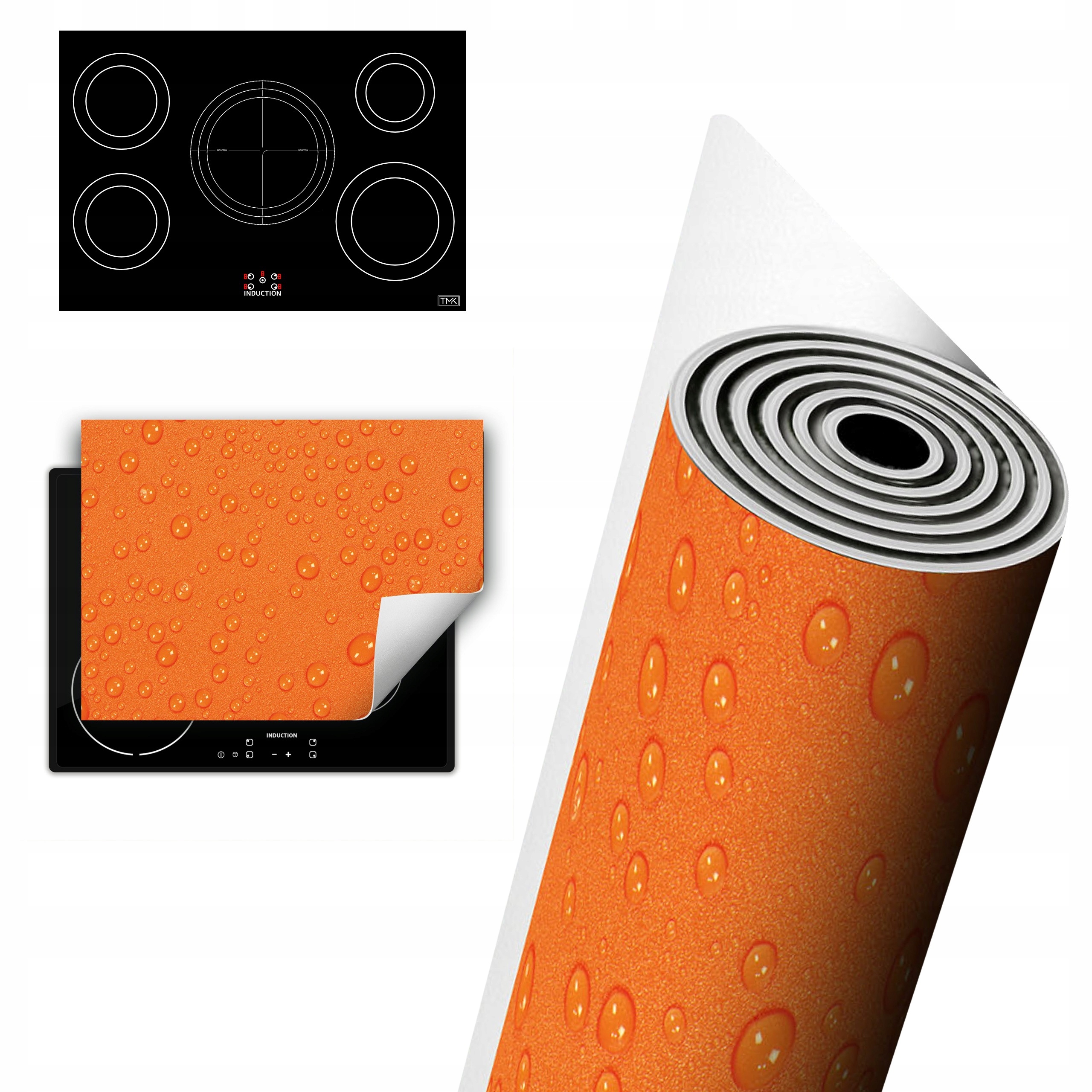 Vinylová Ochrana Na Indukci Deska 80x52 oranžová kapka