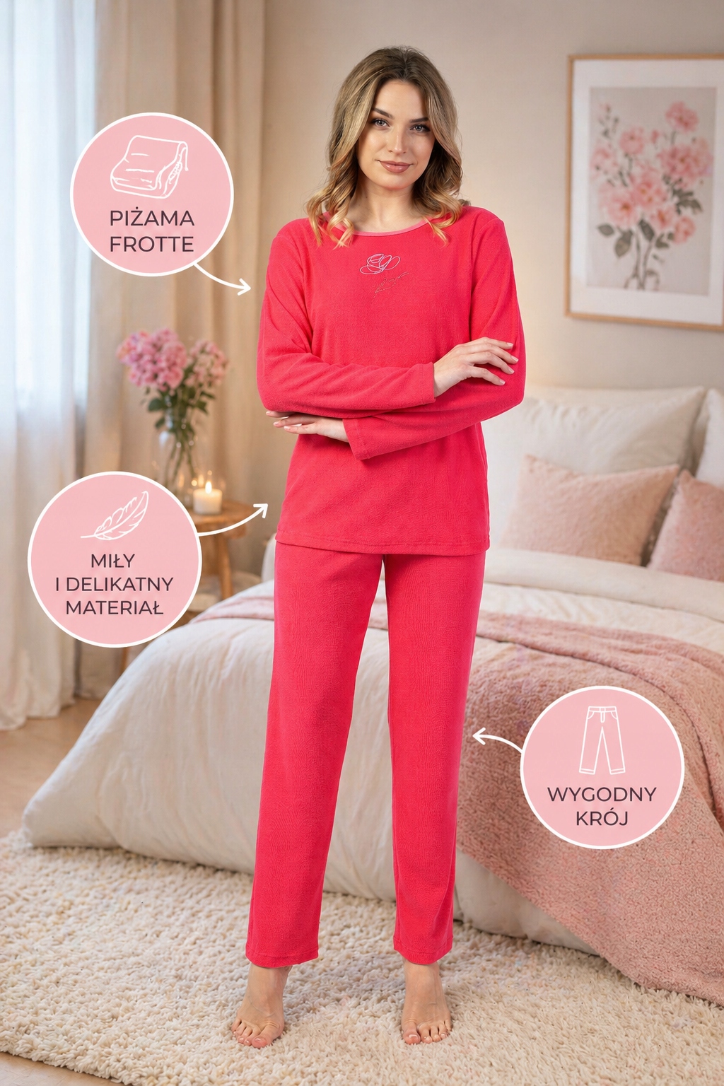 Teplé dámské pyžamo Regina 677 3XL malinové