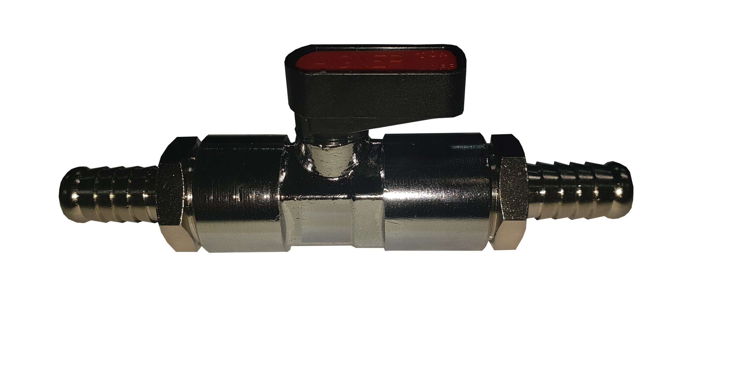 

Zawór kulowy z końcówkami choinkowymi na wąż 8mm