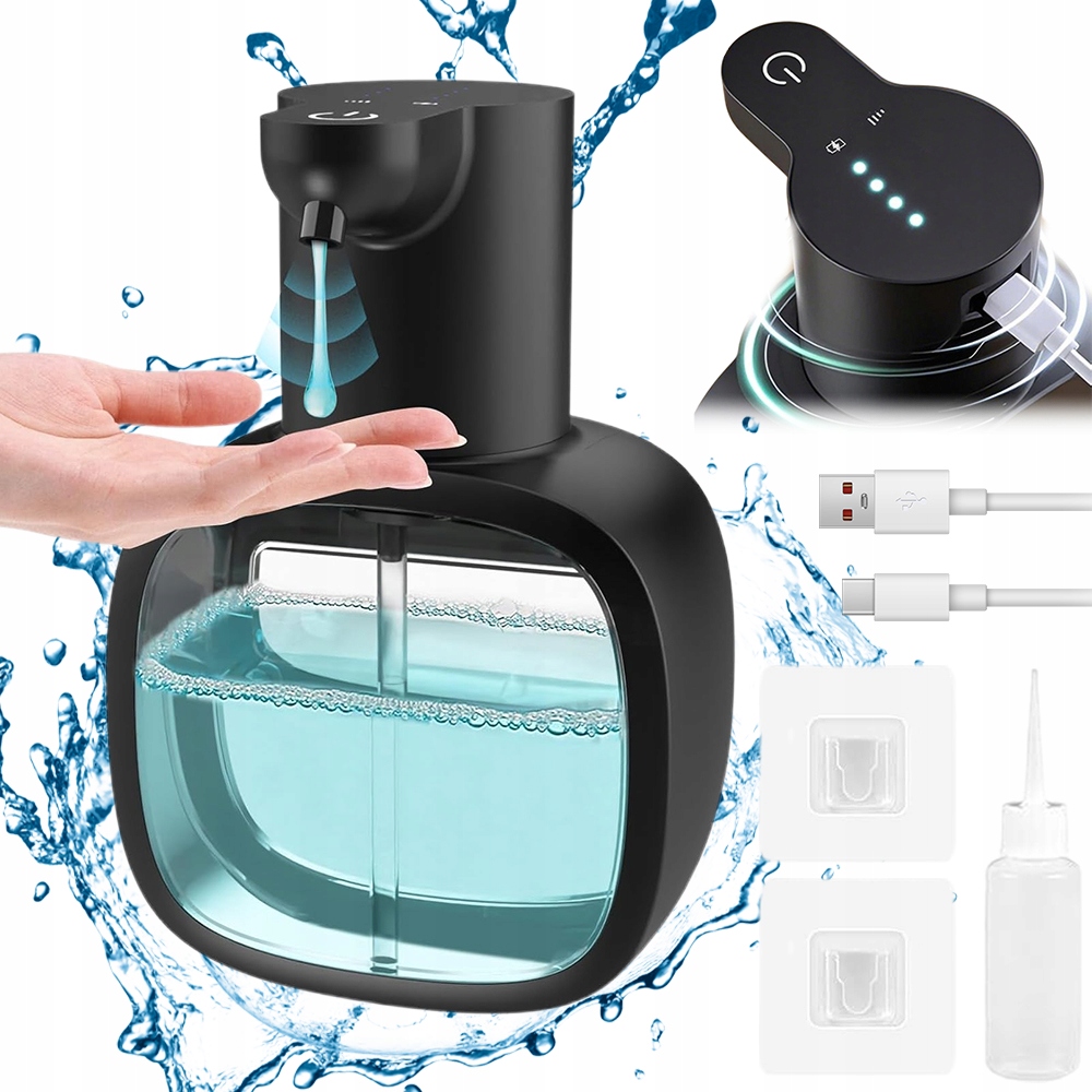 Bezdotykový Dávkovač 500 ml Usb-c černý do kuchyně a koupelny