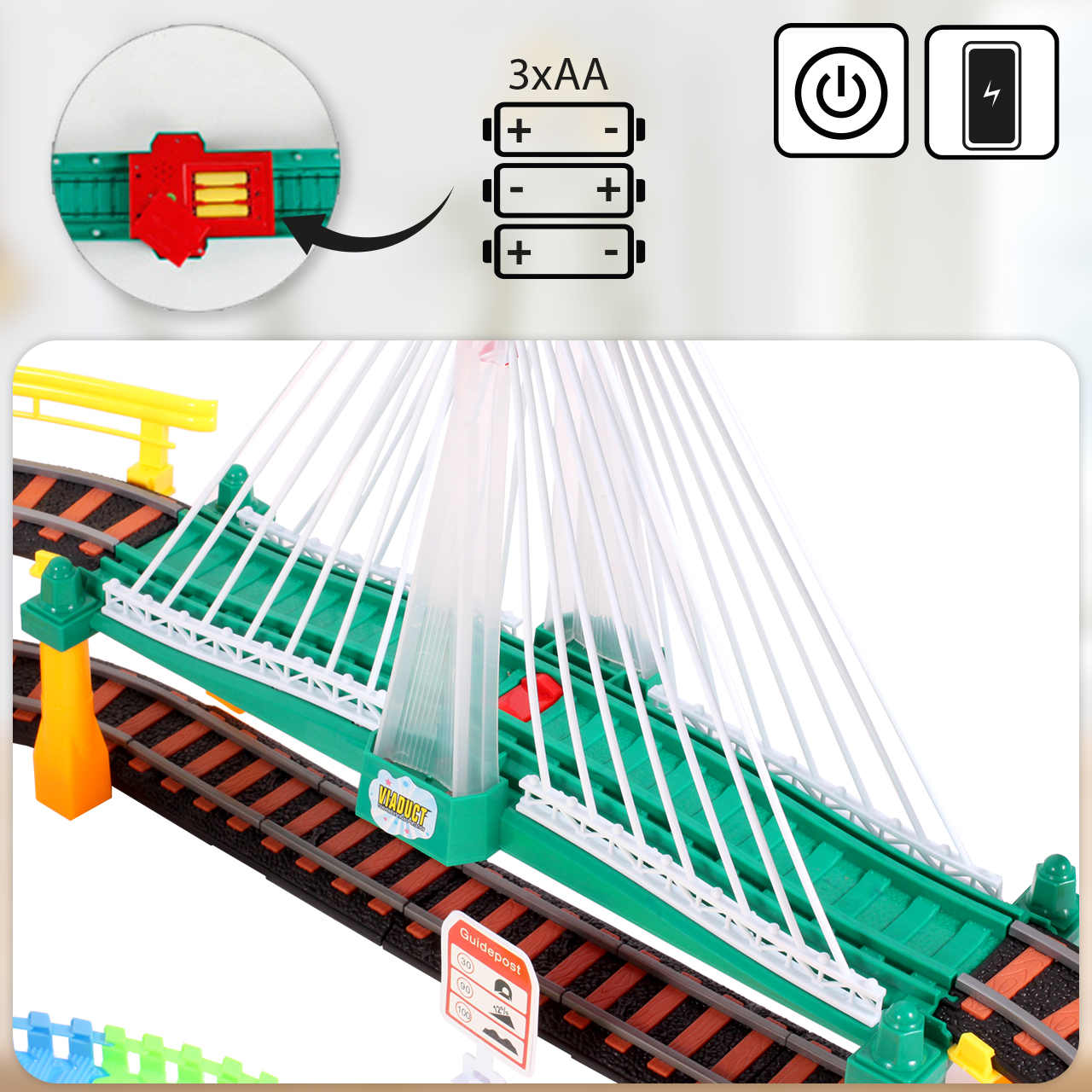 KOLEJKA ELEKTRYCZNA POCIĄG LOKOMOTYWA 700CM DŁ. 2 TORY SAMOCHODOWY KOLEJOWY Szerokość produktu 89 cm