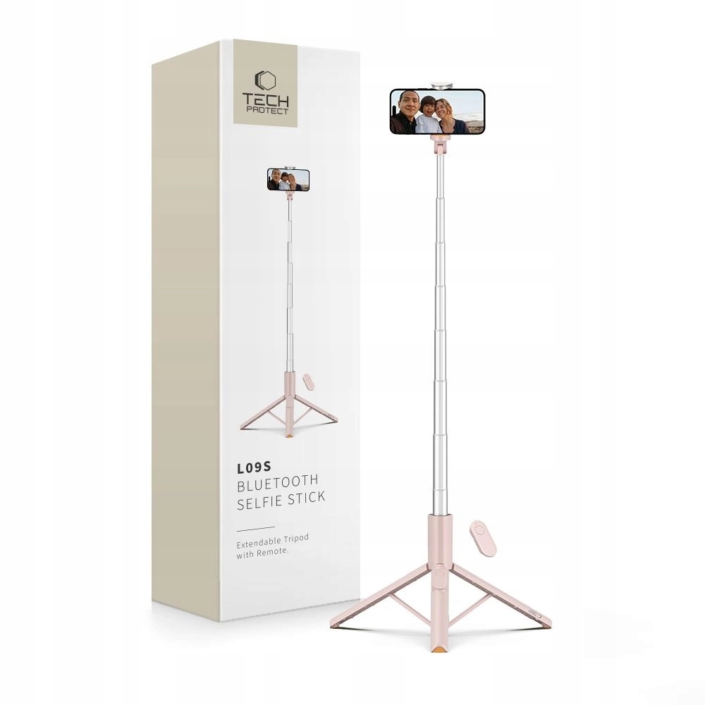 Selfie Stick Tech-Protect L09S z tripodem różowy