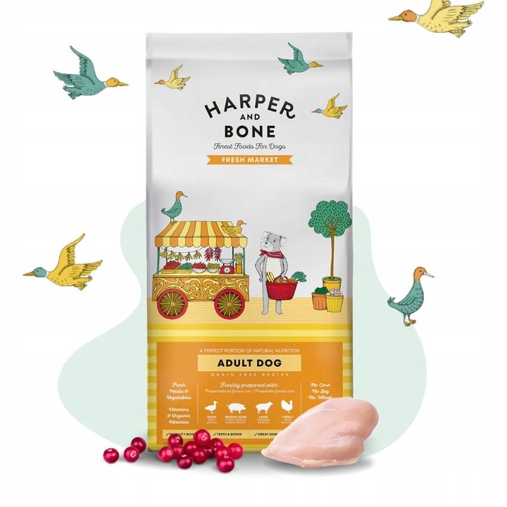 Levně Harper and Bone krmivo pro psa 57% Maso Krůta s jehněčím masem Vepřové maso 12kg