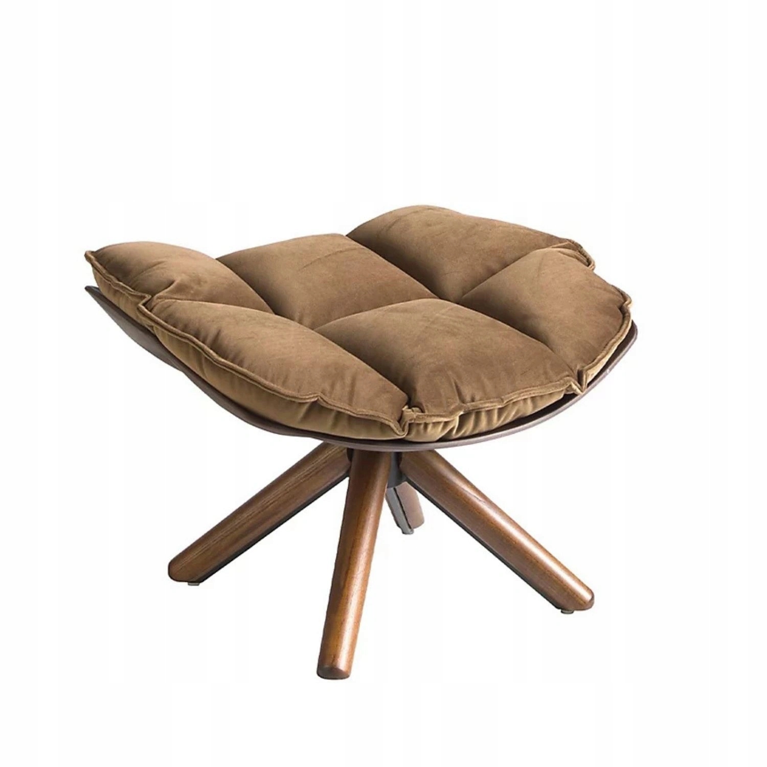 Drevená podnožka Angel Cerdá velúrová, hnedá, vankúšová stolička
