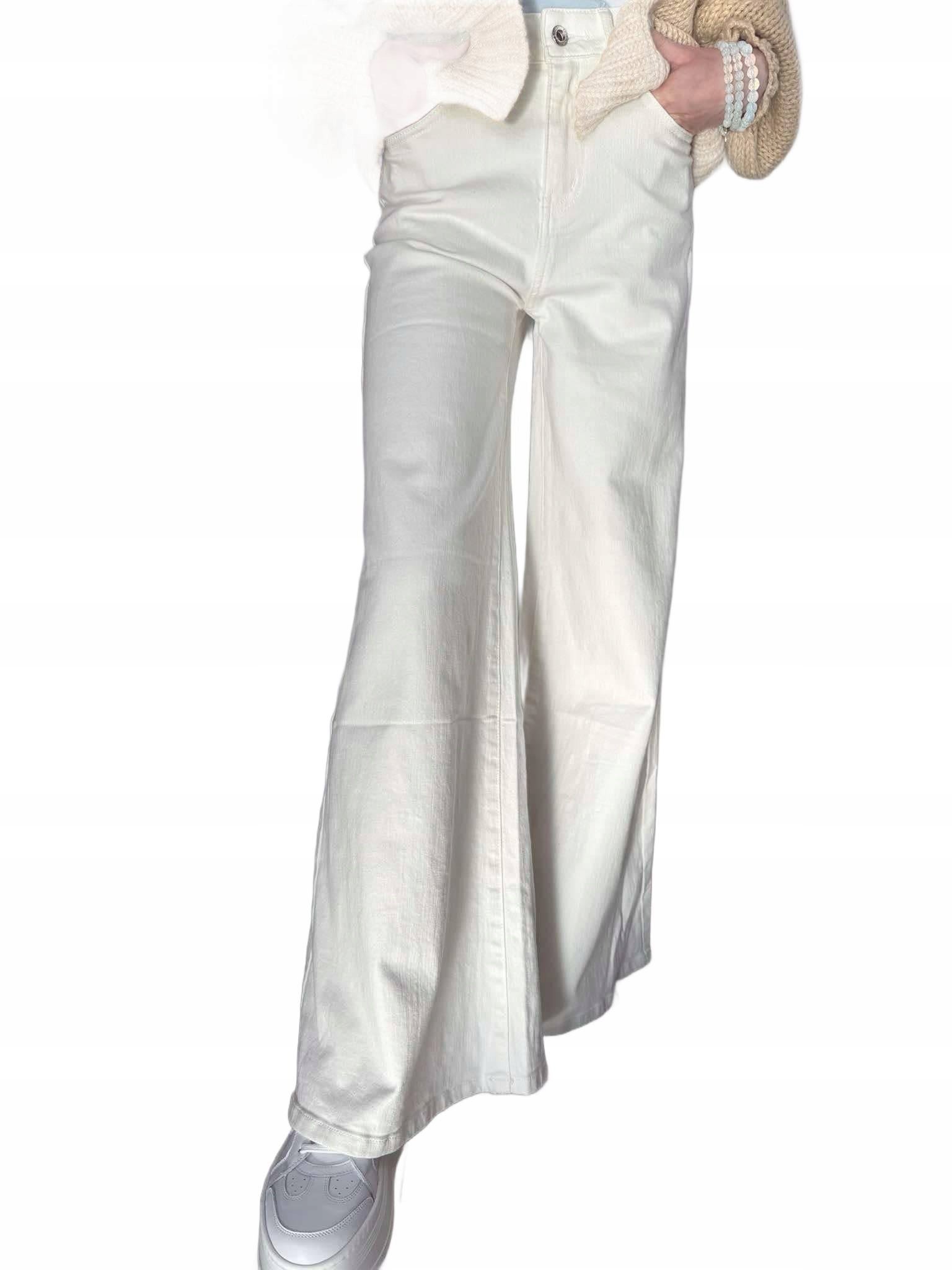 Florencie Kalhoty Wide Leg Bílé S 36