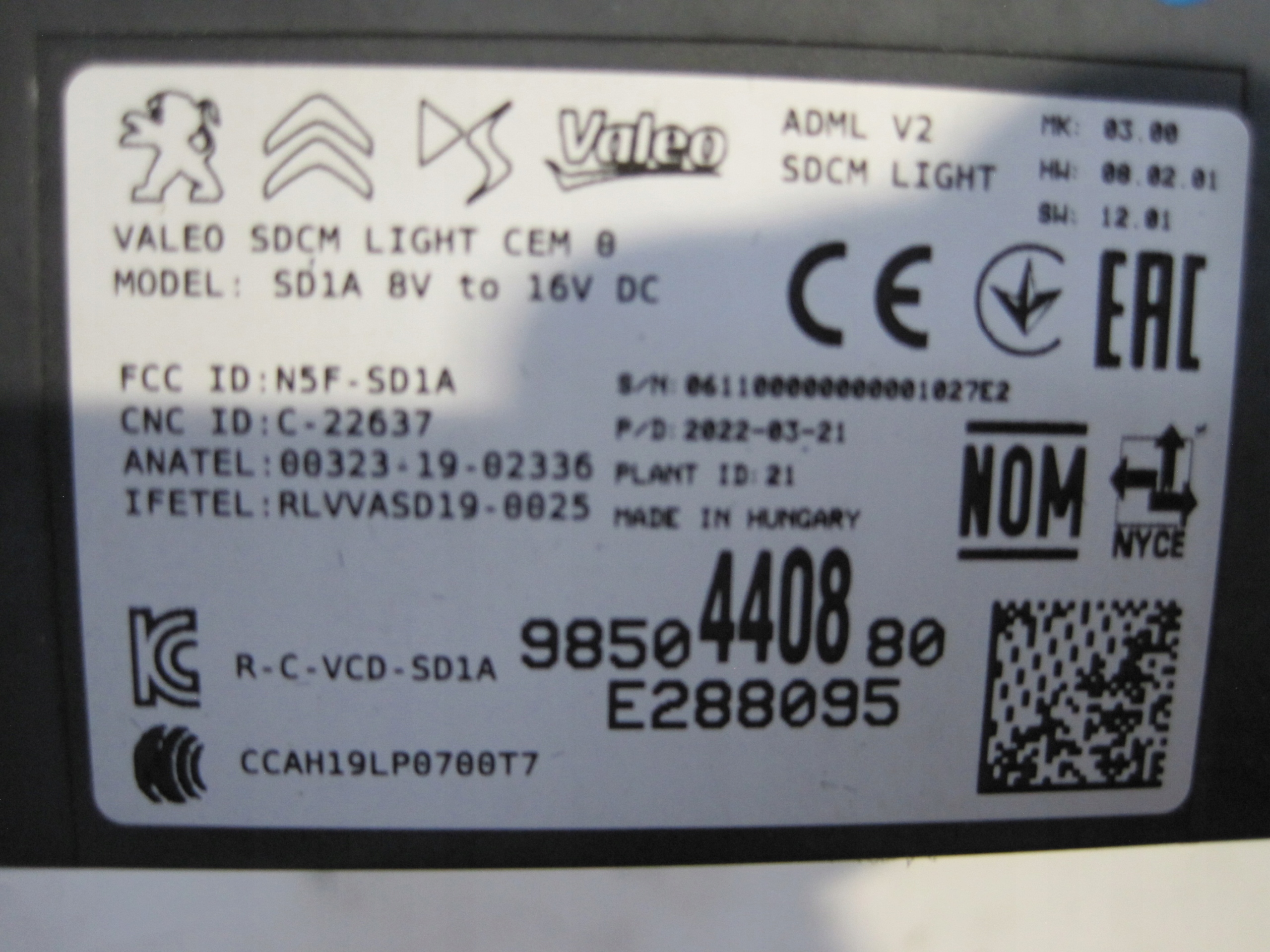 MODUŁ STEROWNIK ŚWIATEŁ PEUGEOT 308 T10 9850440880 Producent Peugeot OE