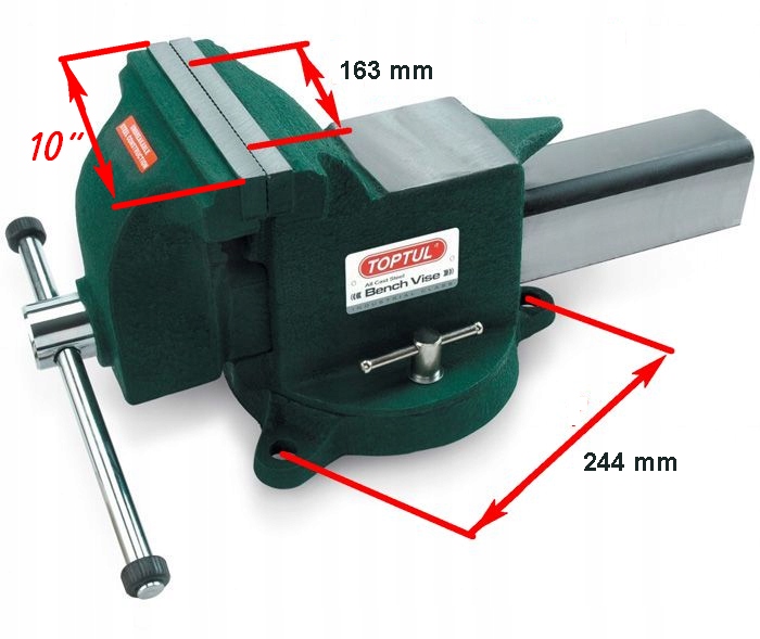 Zámečnický Svěrák 250 MM Otočný S Kovadlinou 360° Toptul DJAC0110