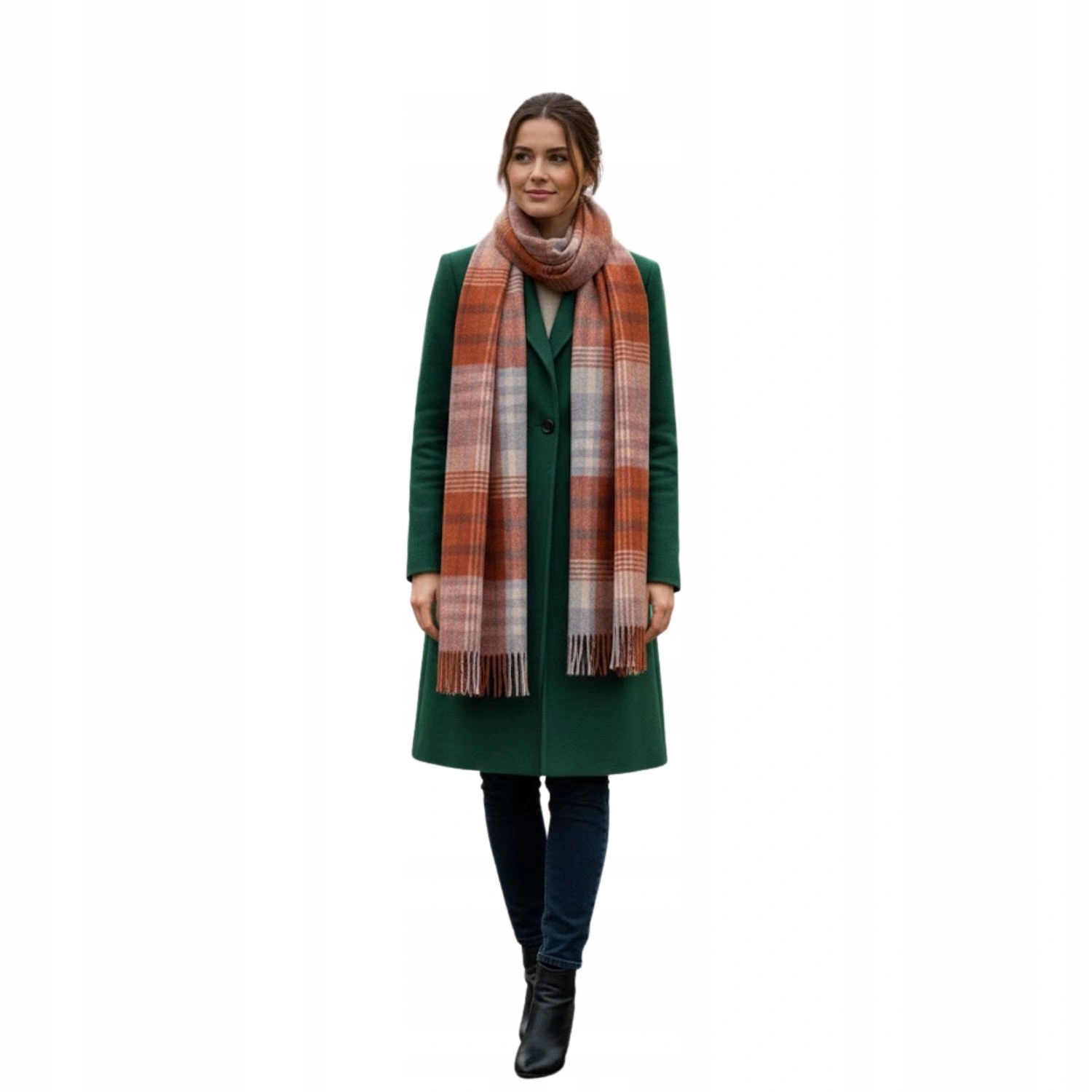 Dámská šála Elvang Copenhagen vlněná kostkovaná se střapci zimní