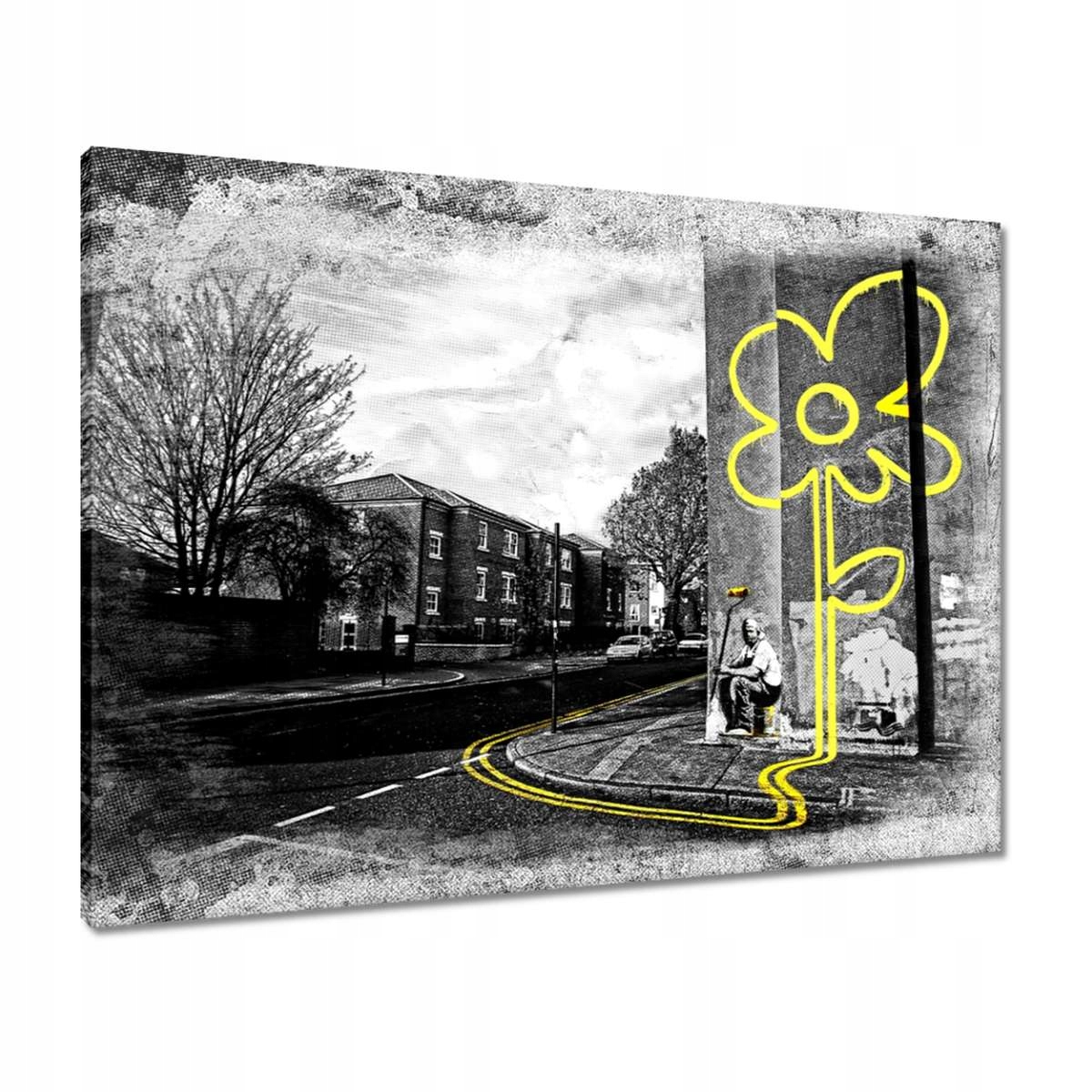 Obrazy 80x60 Banksy žlutý květ