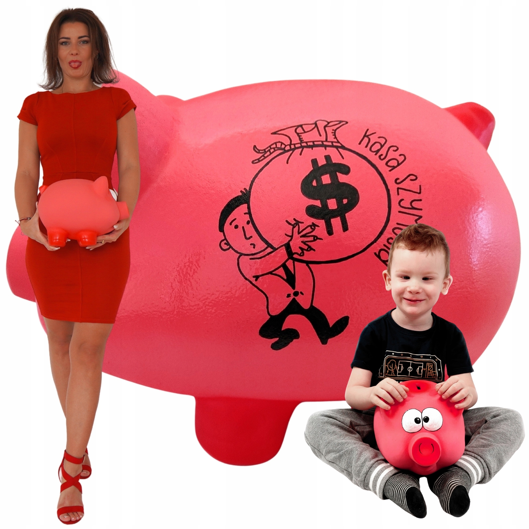 Personalizované prasátko Skarbonka s jménem Libovolný Text grafika Velká XXL