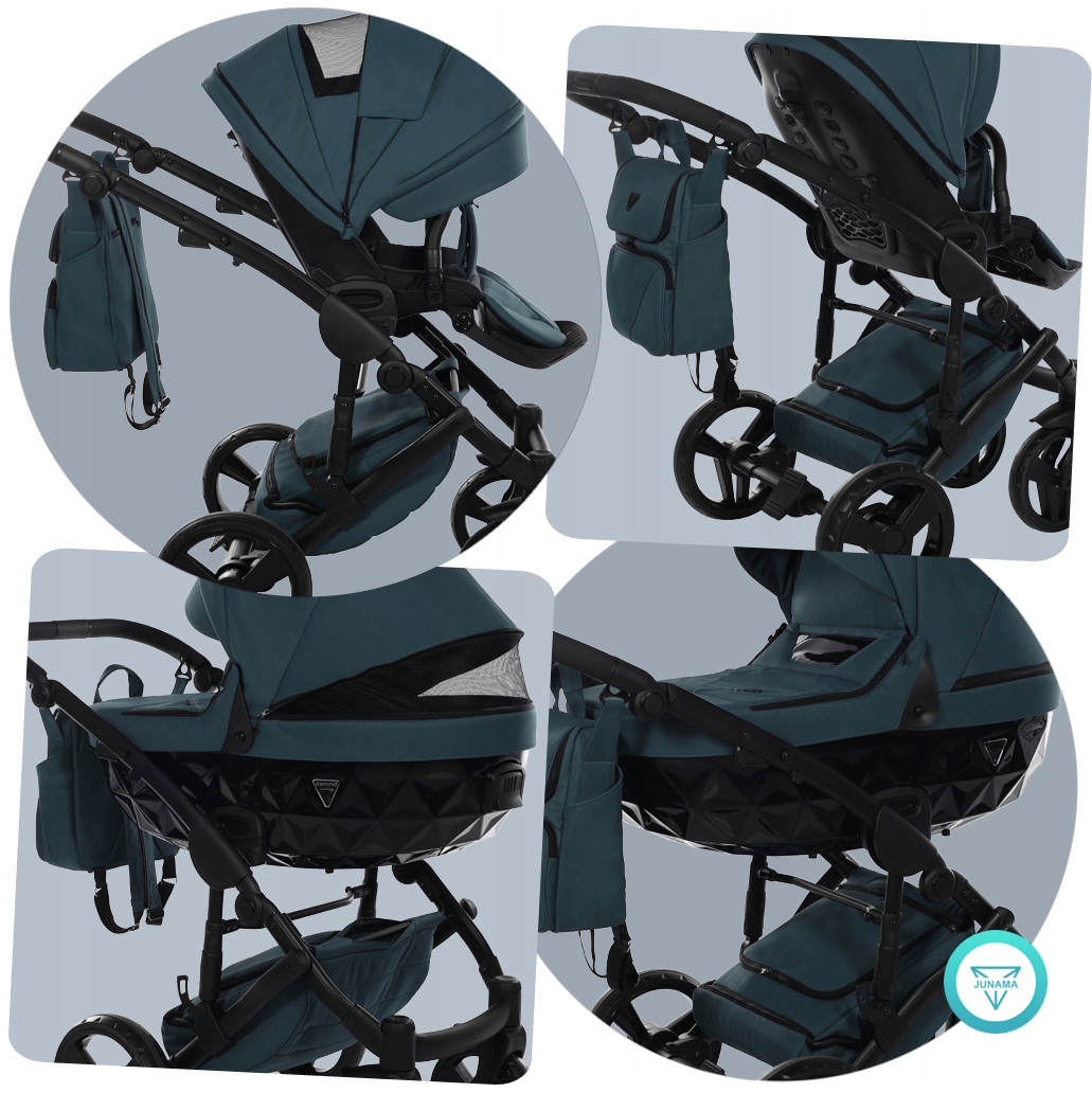 WÓZEK JUNAMA 2W1 BASIC 04 I + ORYGINALNE AKCESORIA Model Diamond Basic V2