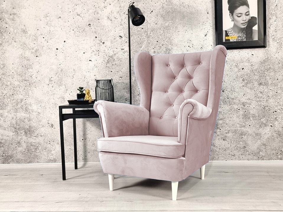 FOTEL USZAK STYL SKANDY GŁĘBOKI PIK PLAMOODPORNY Szerokość mebla 83 cm