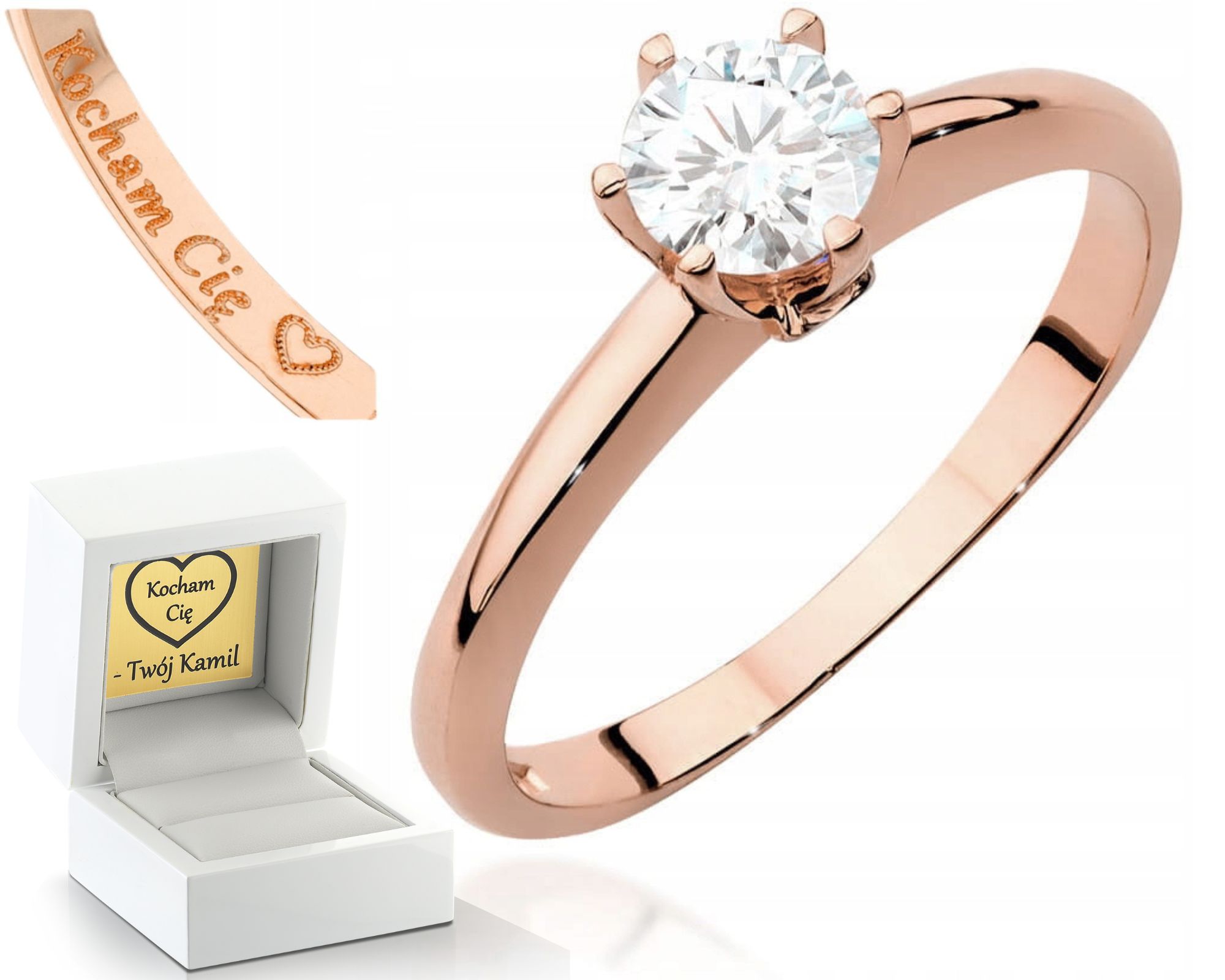 Prstýnek Safír A Brilianty Růžové Zlato Gravírování 585 Bonus Dárek