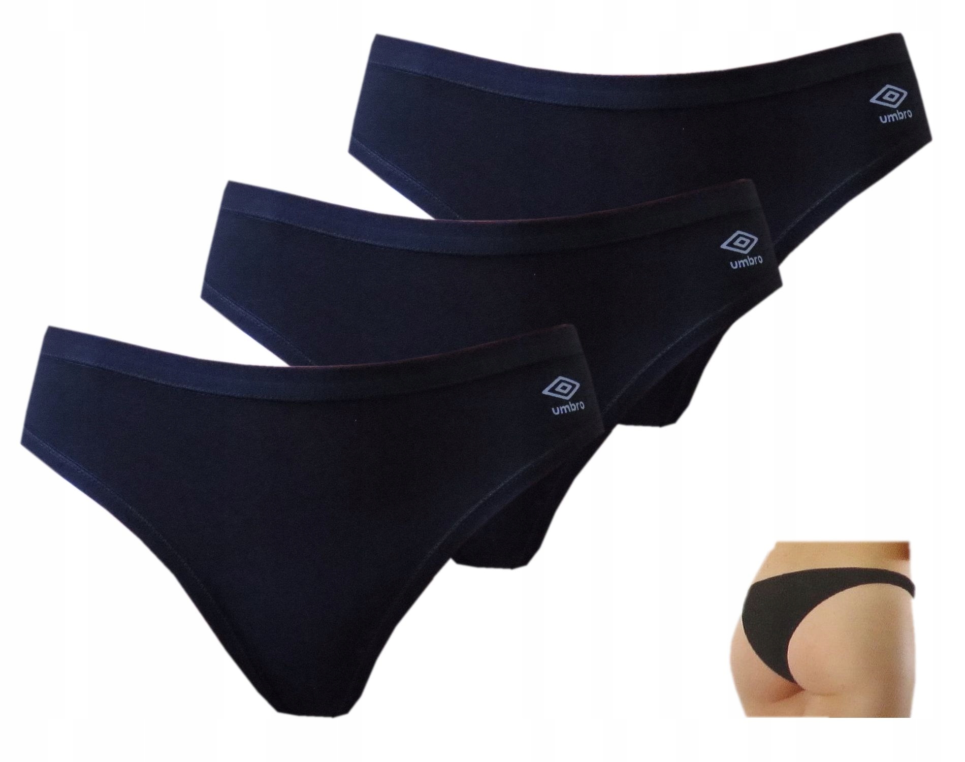

3szt Figi damskie Brazilian Umbro bawełna czarne S