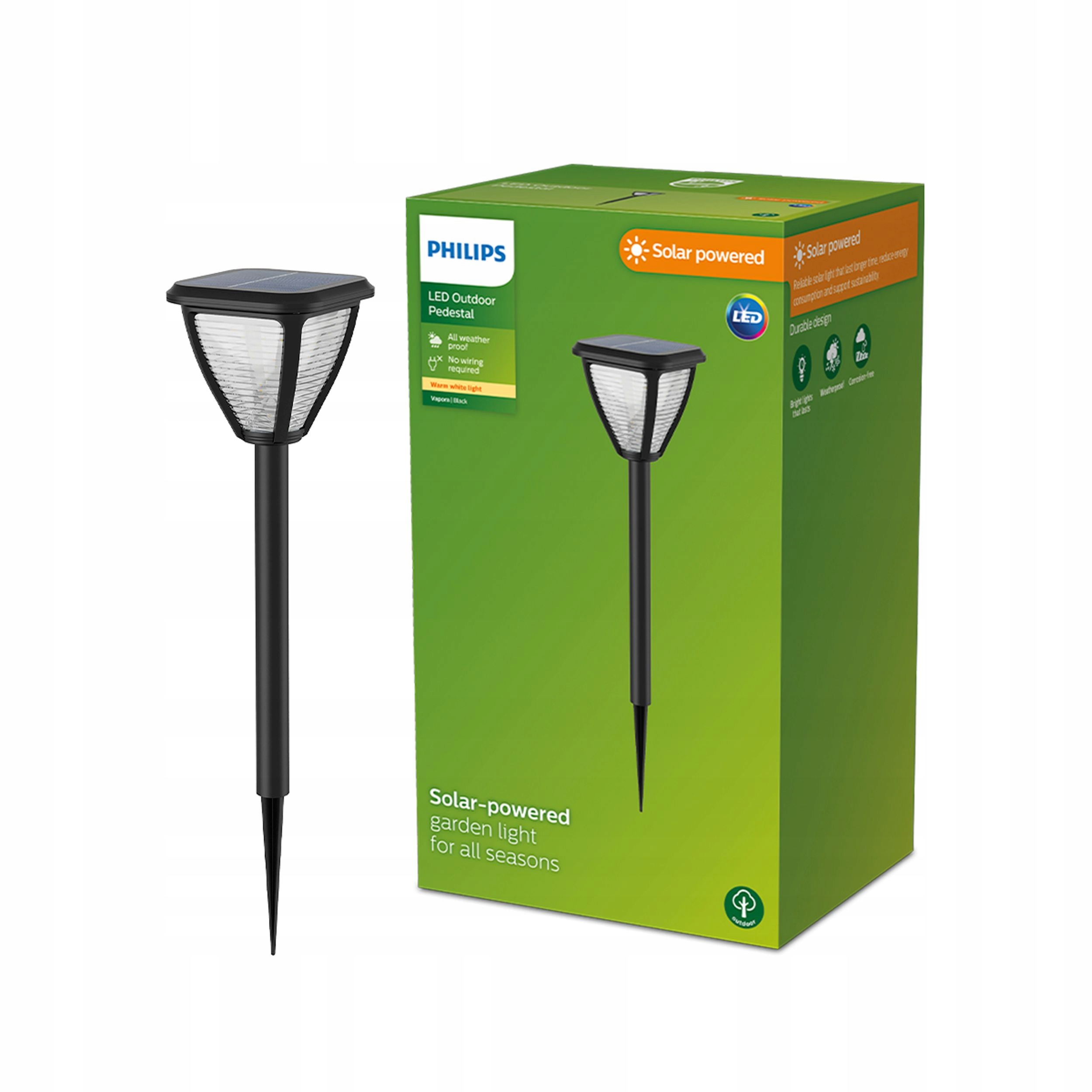 Solární Led zahradní lampa Vapora 1,5W IP44 Senzor soumraku Philips