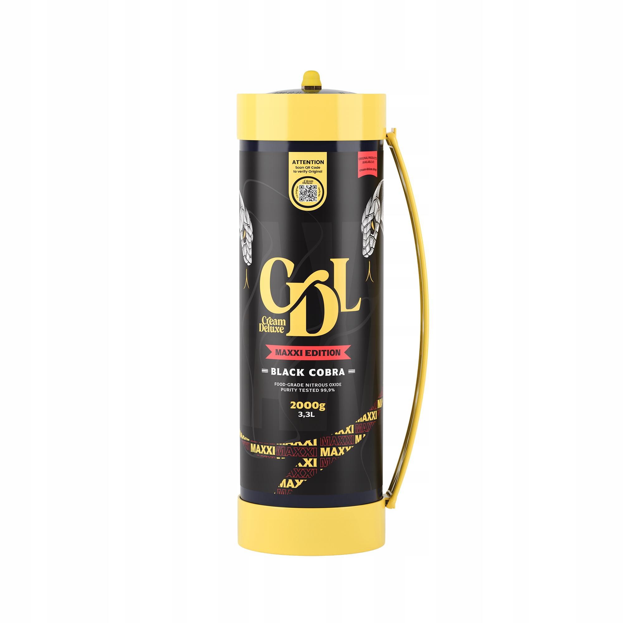 Cream Deluxe Maxxi 2000g N2O Cream Charger Black Cobra Edition