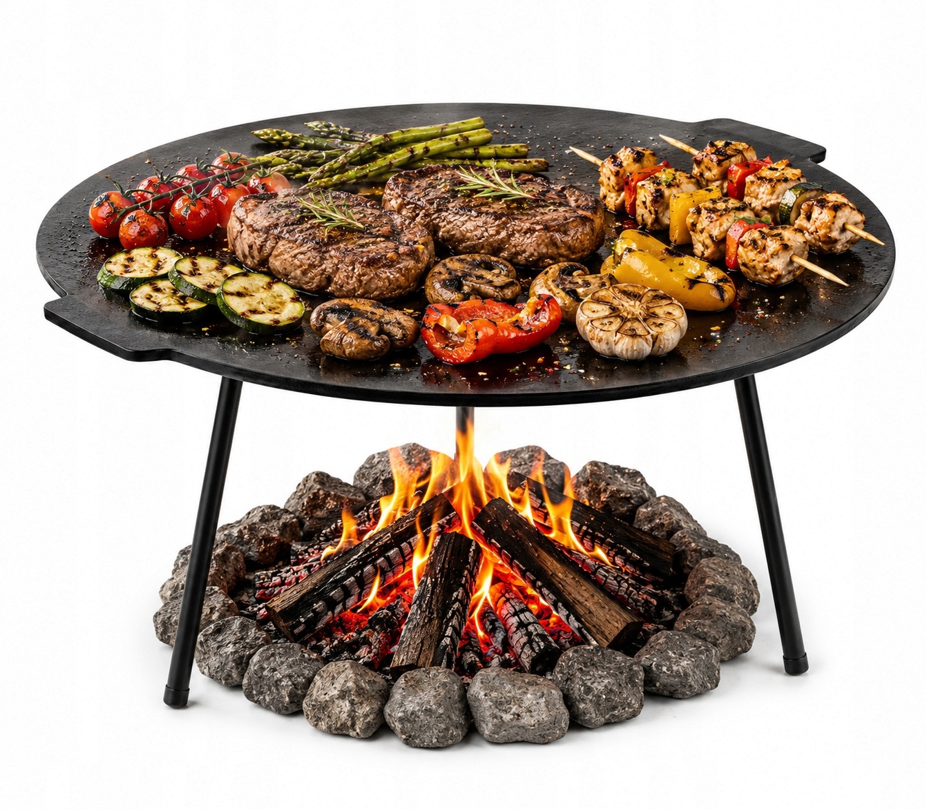 Duża Płyta Żeliwna Okrągła 45cm Ruszt na grill ognisko Patelnia Wok Żeliwny