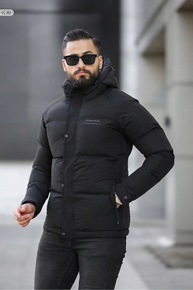 Pánská Prošívaná Bunda S Kapucí Ve Sportovním Stylu, Velikost L 5IA
