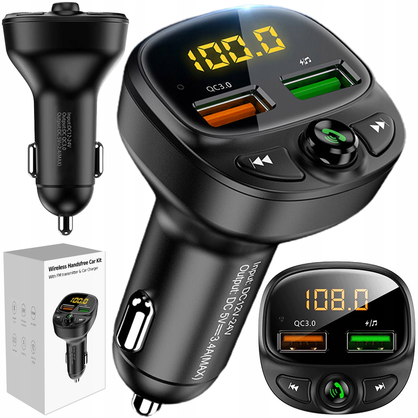 

Transmiter Ładowarka Bluetooth 2x Usb Microsd MP3