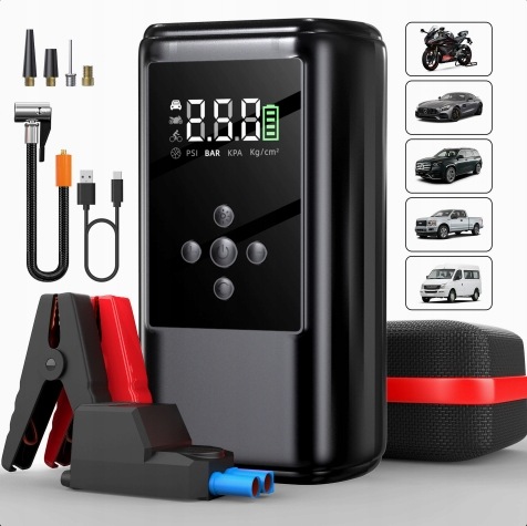 Silný Startér Jump Starter Booster typu All in One Kompresor Power bank