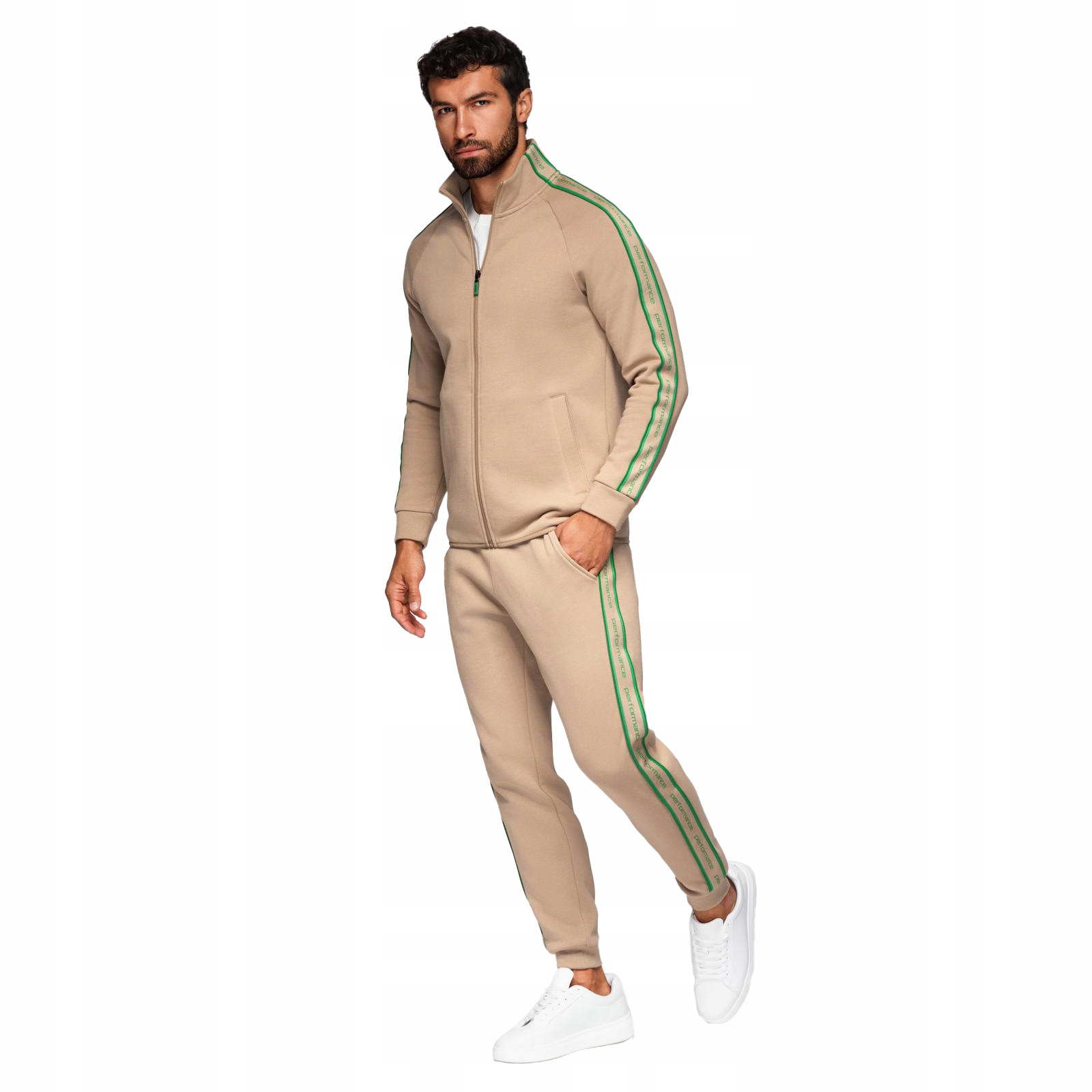 Tepláková souprava rozepínací mikina a jogger světle hnědá V1 Z113 vel. XXL