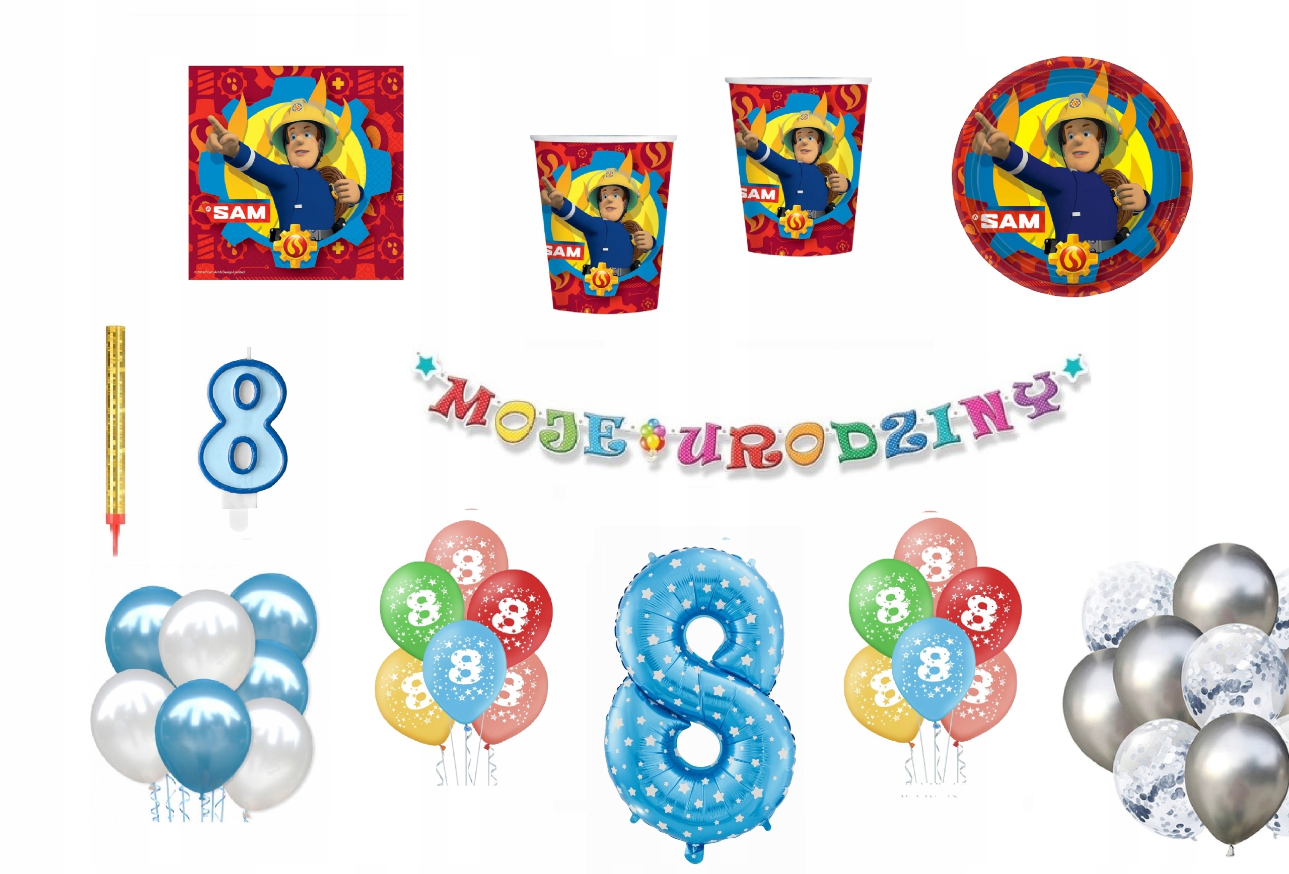 

Zestaw Strażak Sam 8 Urodziny Balony