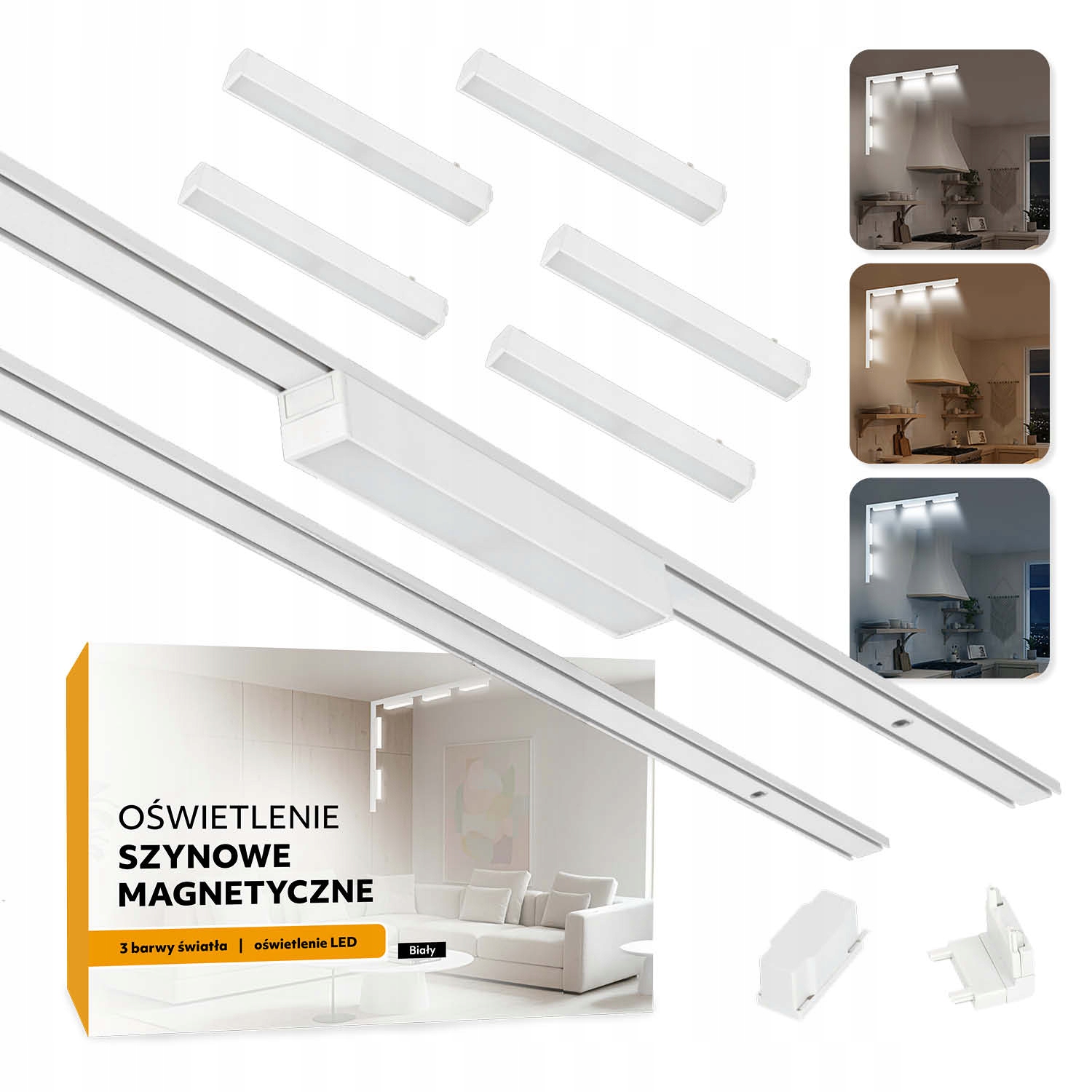 Magnetické koľajnicové osvetlenie 2xŠÍNA 1 m 5x 10 W L vertikálne biele