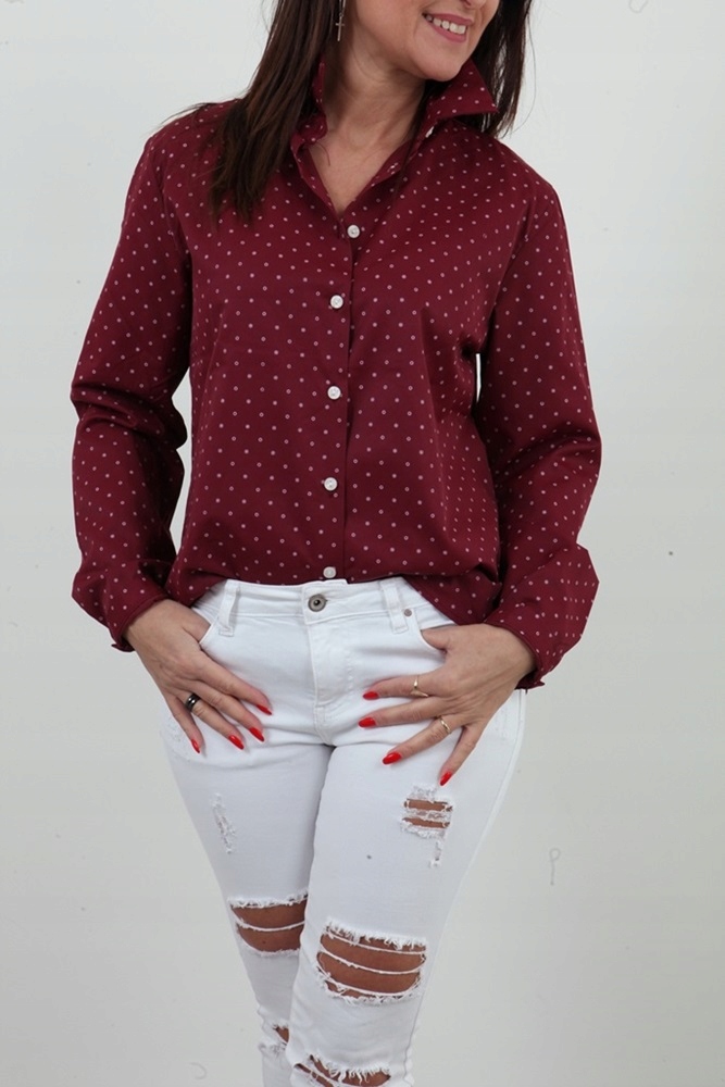 KLASYCZNA BORDOWA KOSZULA PROSTA CIEKAWY PRINT NADRUK *L/XL Marka inna