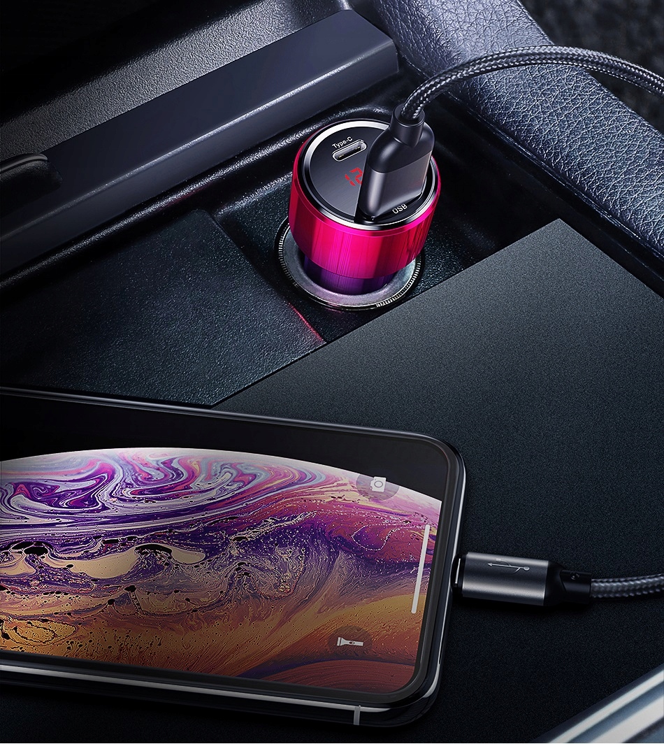 BASEUS SZYBKA ŁADOWARKA SAMOCHODOWA DO TELEFONU 45W PD 2x USB USB-C 5A Kod producenta CCMLC20C-01