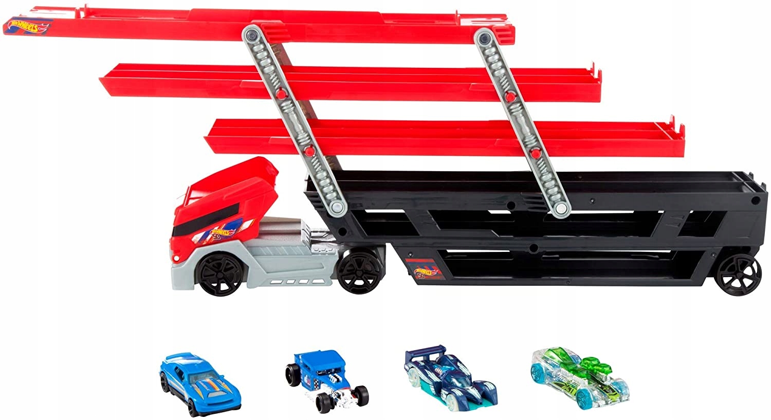 HOT WHEELS TRANSPORTER LAWETA na 50 aut + 4 autka Model Mega-Truck